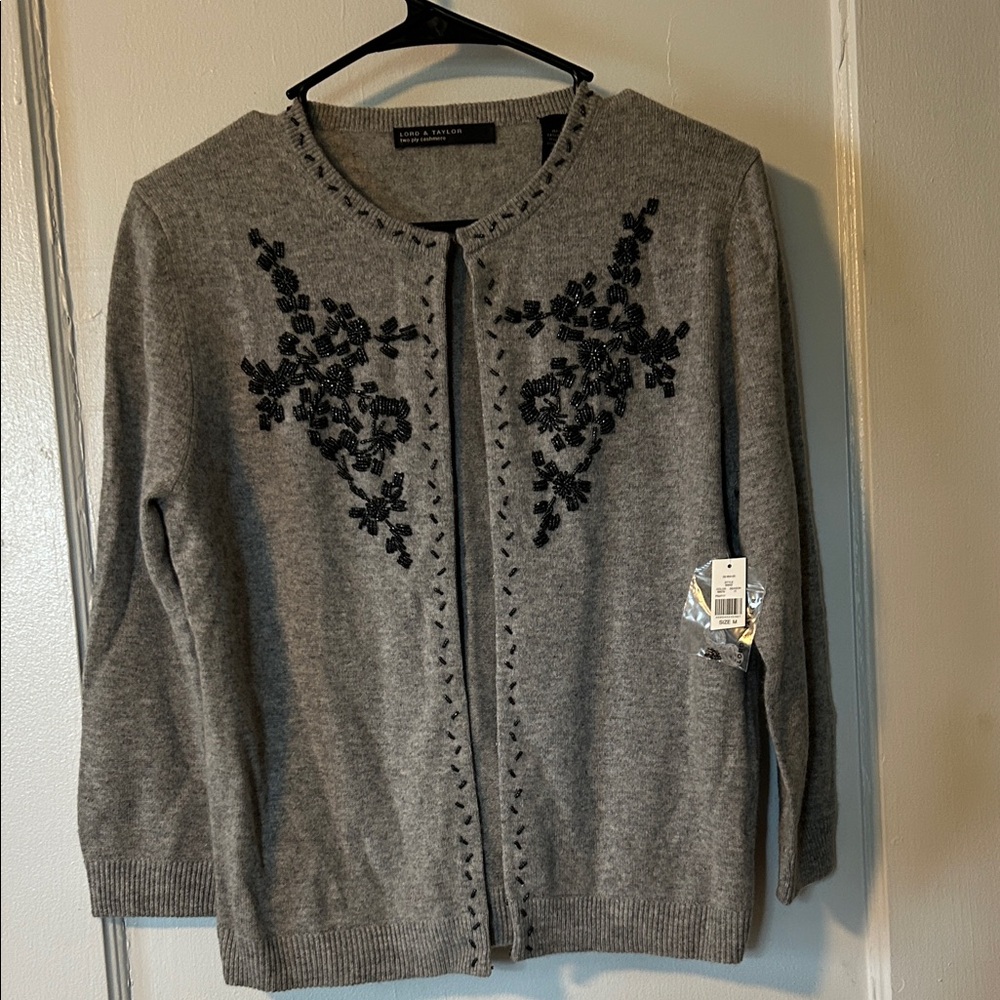 Gray Embroidered Women's Sweater